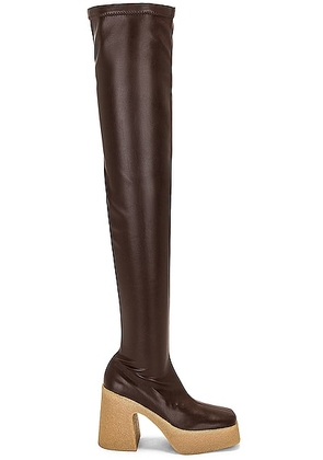 Stella McCartney Skyla Stretch Thigh High Boot in Chocolate Brown - Brown. Size 36 (also in 37, 38, 40, 41).