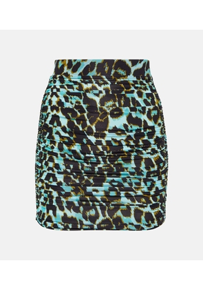 Alex Perry Kiran ruched leopard-print miniskirt