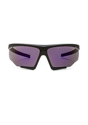 Prada Linea Rossa Shield Frame Sunglasses in Black & Purple - Black. Size all.