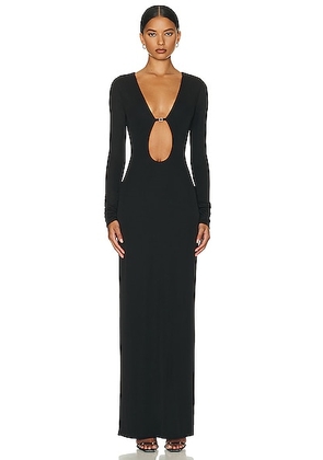 Helsa Matte Jersey Cut Out Dress in Black - Black. Size L (also in XL, XXS).