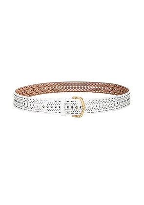 ALAÏA Vienne Leather Belt in Blanc Optique - White. Size 65 (also in ).