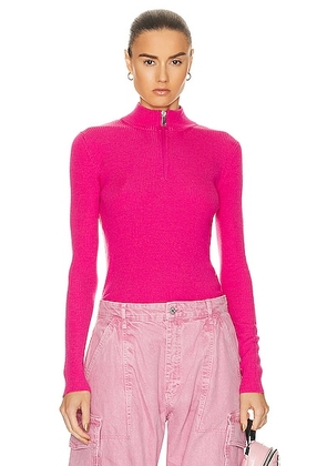 Moncler Zip Up Turtleneck Top in Fuchsia - Fuchsia. Size L (also in M, S, XS).