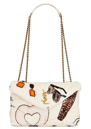 Saint Laurent Toy Puffer Bag in Poudre White & Multicolor - Cream. Size all.