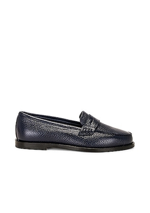 Manolo Blahnik Perrita Leather Loafer in Dark Blue - Navy. Size 36 (also in 36.5, 39.5).