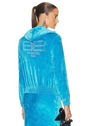 Balenciaga Fitted Zip Up Hoodie in Azure - Teal. Size 34 (also in 36, 38, 42).