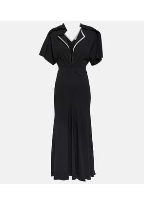 Victoria Beckham Asymmetric wool-blend crêpe maxi dress