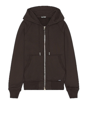 TOM FORD Hooded Zip Up in Dark Chocolate - Brown. Size 46 (also in 48, 52).