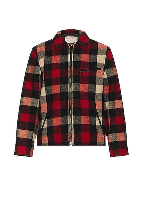 Schott Wool Plaid Station Jacket in Red - Red. Size L (also in M, XL/1X).