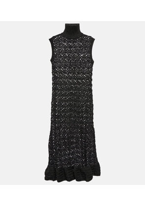 Ganni Metallic knit turtleneck midi dress
