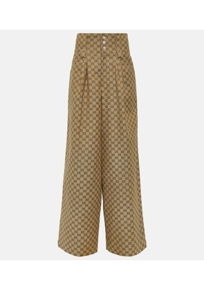 Gucci GG cotton-blend canvas wide-leg pants