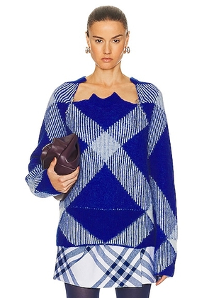 Burberry Long Sleeve Sweater in Knight IP Check - Royal. Size L (also in M, S, XS).