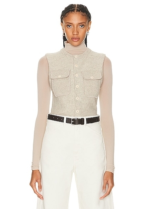 Lemaire Sleeveless Fitted Cardigan in Chalk - Cream. Size L (also in M, S, XS).