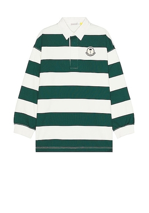 Moncler Genius x Palm Angels Long Sleeve Polo in White & Green - Green. Size L (also in M).