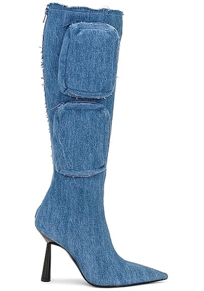GIA BORGHINI Belvinia Knee High Boot in Blue Jeans - Blue. Size 36 (also in 36.5, 37, 38, 39, 39.5, 40, 41).