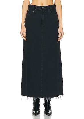 AGOLDE Hilla Long Line Skirt in Remacth - Black. Size 23 (also in 27, 28, 29, 30, 31).