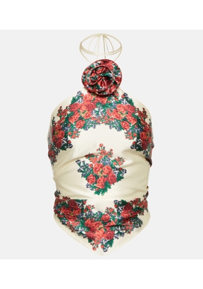 Magda Butrym Floral-appliqué silk top
