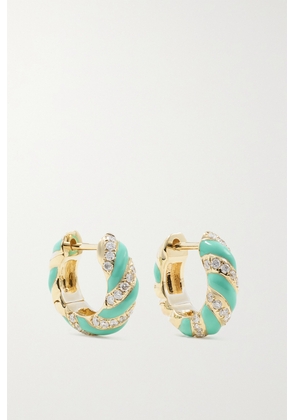 Yvonne Léon - 9-karat Gold, Enamel And Diamond Hoop Earrings - One size