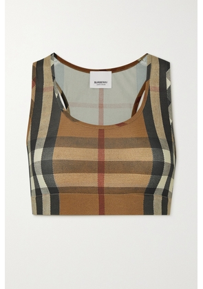 Burberry - Cropped Checked Stretch-jersey Top - Brown - xx small,x small,small,medium,large,x large