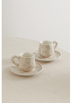 Brunello Cucinelli - Set Of Two Glazed Ceramic Mugs And Saucers - Neutrals - One size