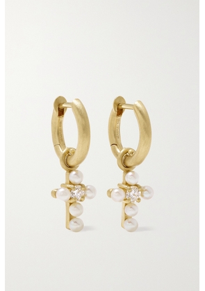 Irene Neuwirth - Immaculate 18-karat Gold, Pearl And Diamond Hoop Earrings - One size