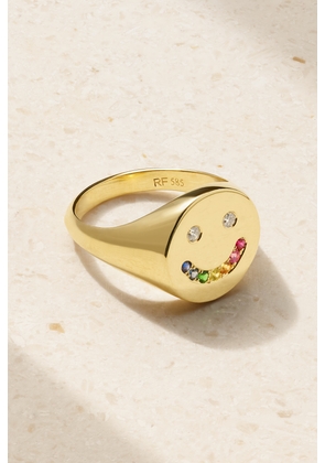 Roxanne First - Rainbow Smiley 14-karat Gold, Sapphire And Diamond Ring - H,I,J