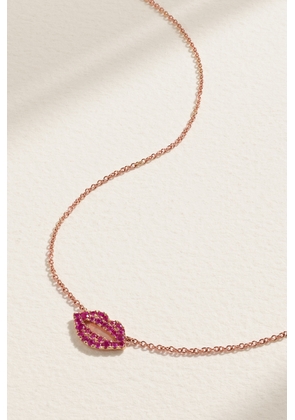 Roxanne First - Scarlett Kiss 14-karat Rose Gold Sapphire Necklace - Pink - One size