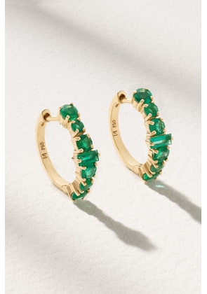 Ileana Makri - 18-karat Gold Emerald Hoop Earrings - Green - One size