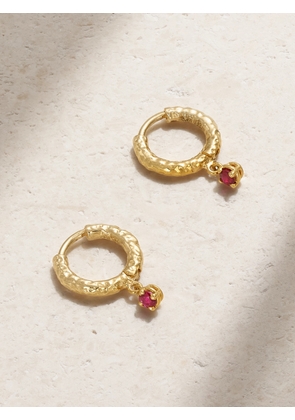 Octavia Elizabeth - + Net Sustain Micro Gabby 18-karat Recycled Gold Ruby Hoop Earrings - One size