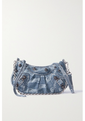 Balenciaga - Le Cagole Mini Studded Printed Denim Shoulder Bag - Blue - One size