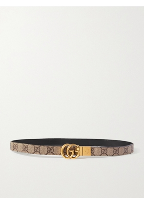 Gucci - Reversible Printed Coated-canvas And Leather Belt - Black - 65,70,75,80,85,90,95,100,105,110,115