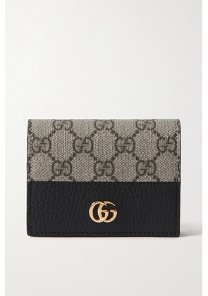 Gucci - Gg Marmont Petite Textured-leather And Printed Coated-canvas Wallet - Black - One size
