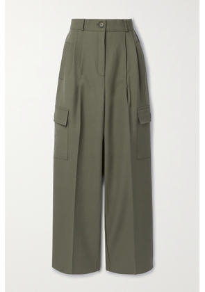The Frankie Shop - Maesa Pleated Woven Wide-leg Cargo Pants - Green - x small,small,medium,large,x large