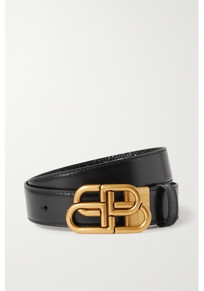 Balenciaga - Bb Reversible Croc-effect And Smooth Leather Waist Belt - Black - 75,80,85,90
