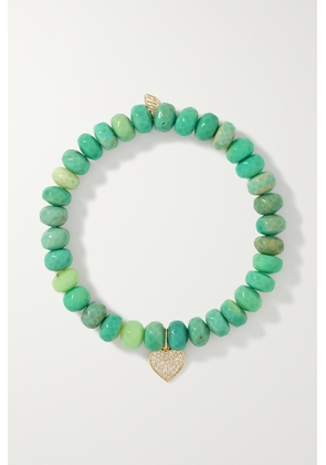 Sydney Evan - Mini Heart 14-karat Gold, Opal And Diamond Bracelet - Green - One size