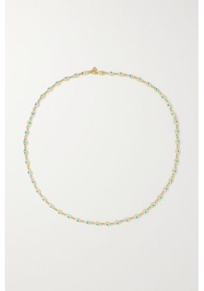 Sydney Evan - Mini Evil Eye 14-karat Gold Enamel Necklace - Blue - One size
