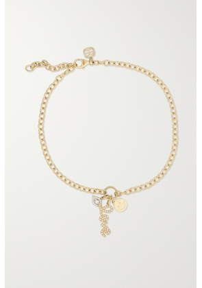 Sydney Evan - Protection, Love & Happiness 14-karat Yellow And White Gold Diamond Anklet - One size