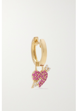 Robinson Pelham - Orb Midi And Cupid's Heart Earwish 14-karat Gold, Sapphire And Diamond Single Hoop Earring - One size
