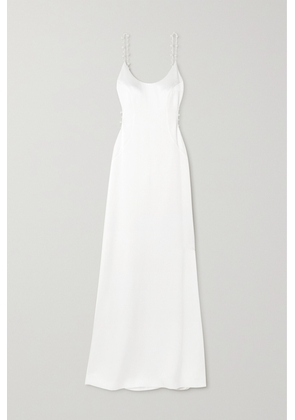 Galvan - Cove Open-back Pearl-embellished Satin Maxi Dress - White - FR34,FR36,FR38,FR40,FR42,FR44