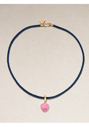 Lauren Rubinski - Love Me 14-karat Gold, Enamel And Leather Necklace - Pink - One size