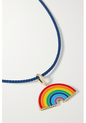 Lauren Rubinski - Rainbow 14-karat Gold, Enamel And Leather Necklace - Blue - One size
