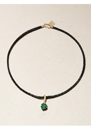 Lauren Rubinski - 14-karat Gold, Enamel And Leather Necklace - Green - One size