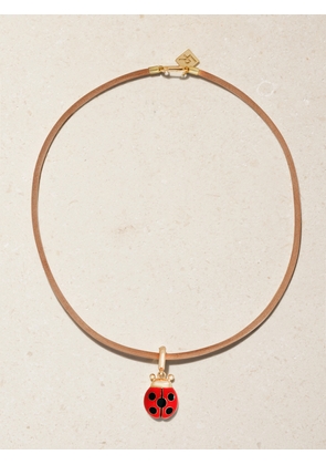 Lauren Rubinski - Lady Bug 14-karat Gold, Enamel And Leather Necklace - Red - One size