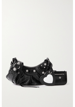 Balenciaga - Le Cagole Xs Embellished Croc-effect Leather Shoulder Bag - Black - One size