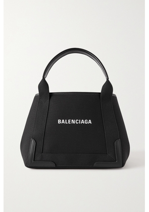 Balenciaga - Navy Cabas Leather-trimmed Printed Organic Cotton-canvas Tote - Black - One size