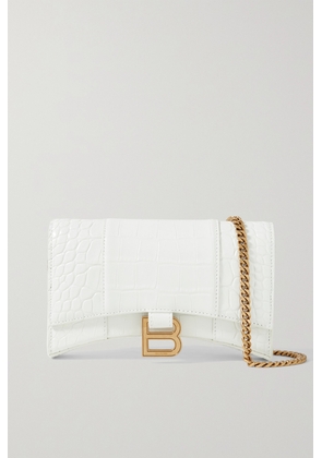Balenciaga - Hourglass Croc-effect Leather Shoulder Bag - White - One size