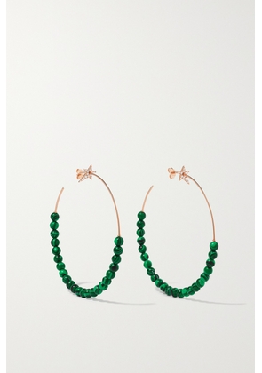 Diane Kordas - 18-karat Rose Gold, Malachite And Diamond Hoop Earrings - One size