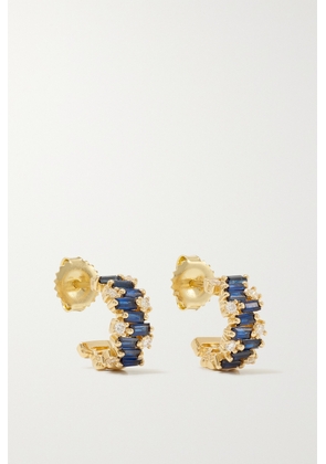 Suzanne Kalan - 18-karat Gold, Sapphire And Diamond Hoop Earrings - One size