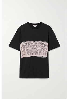 Alexander McQueen - Printed Cotton-jersey T-shirt - Black - IT36,IT38,IT40,IT42,IT44,IT46,IT50