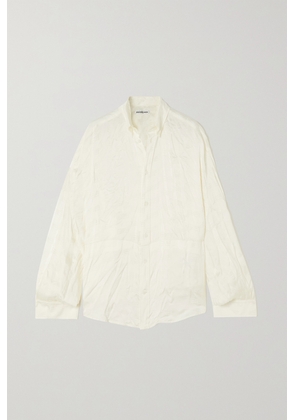 Balenciaga - Oversized Crinkled Satin-jacquard Shirt - Off-white - 1,2,3,4