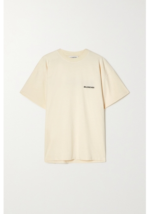 Balenciaga - Embroidered Cotton-jersey T-shirt - Cream - XS,S,M,L